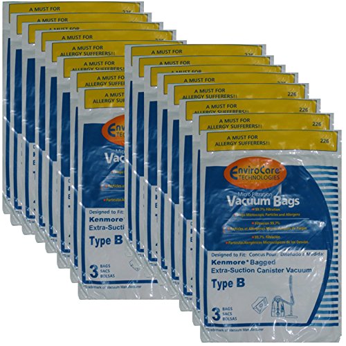 48 Kenmore Type B Vacuum Cleaner Allergen Extra-Suction Canister Vacuum Cleaner Bags, Galaxy Series, 85003, 634875, 24196, 20-24196, 0-24196, 115.2496210, 02053278000