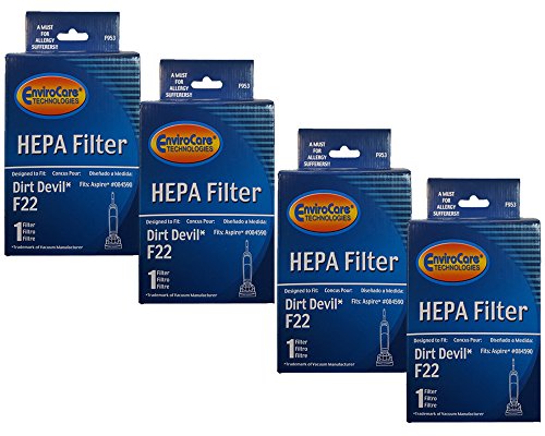 4 Dirt Devil F22 Aspire HEPA Vacuum Cleaner Filters
