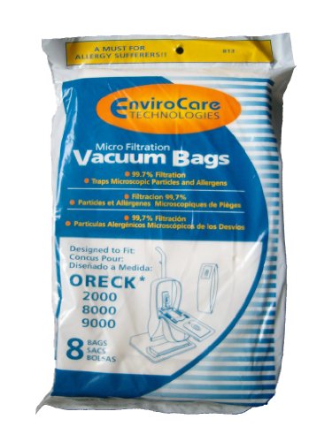 EnviroCare Replacement Vacuum Cleaner Bags Designed to Fit Oreck U2000, XL2100 Series, XL9000 and Commercial Series Uprights 8 Bags and 1 Belt