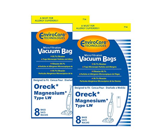 EnviroCare Replacement Micro Filtration Vacuum Cleaner Dust Bags made to fit Oreck Magnesium Type LW Uprights 16 Pack