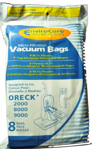 Oreck XL Upright Vacuum Cleaner 2000, 8000, 9000 Bags, EnviroCare Brand, Micro Lined Bags, 8 pack