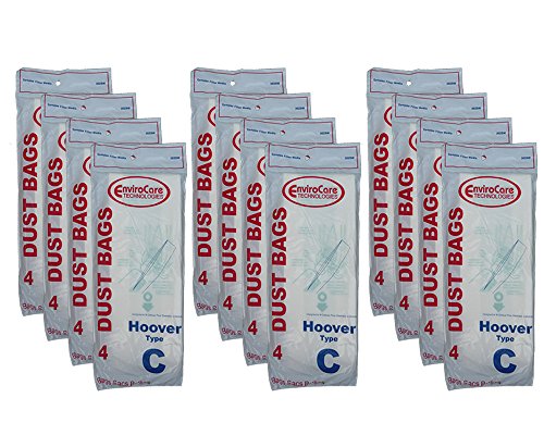 48 Hoover Type C Vacuum Bags for Convertible Upright, Bottom Fill Convertible, Lightweight, O/S Vacuum Cleaners,1340, 1350, 1351, 13560, 1370, 1372, 13290, 1391, 2552, 2552B, 2650, 2651