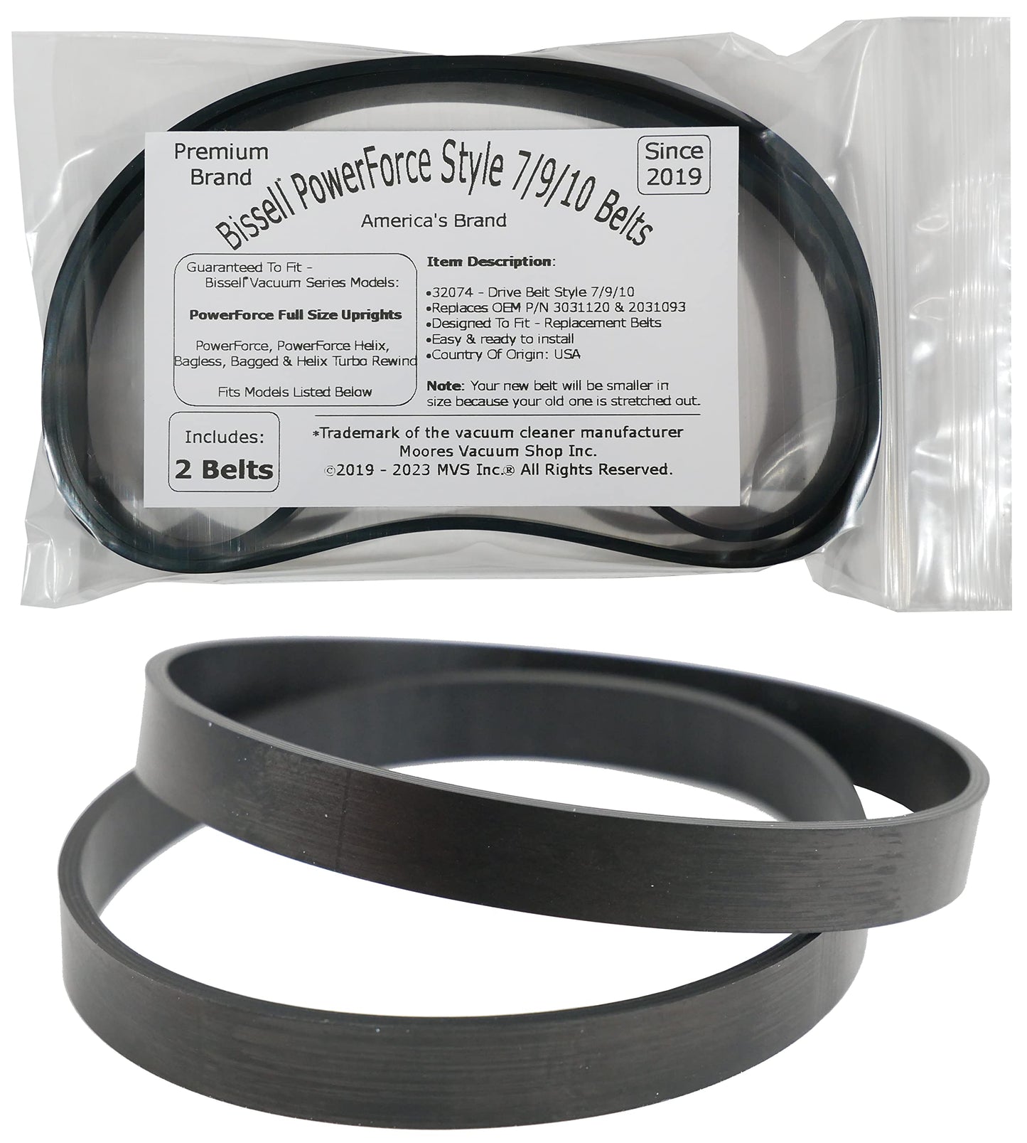 Replacement Belt for Bissell Powerforce Helix Vacuum,Parts # 3031120,Fits Models 2190,2191,2191U,2191X,1700,1797,17979,1797R,1701,1240,12401,6594,6594F,2140,68C7 (Pack of 2)