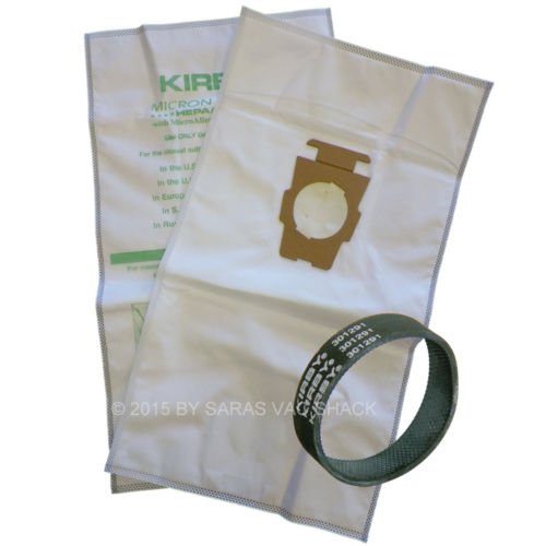 (H&H) 2 Genuine Kirby Micron Magic HEPA Cloth Vacuum Cleaner Bags F Style Plus Belt