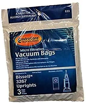 3 Bissell 833, 32671 3267, 3863 Upright Vacuum Bags Micro Allergen Filtration
