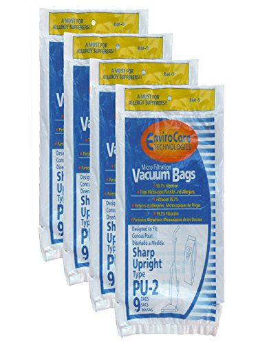 36 Sharp Style PU-2 Microfiltration Upright Vacuum Cleaner Bags