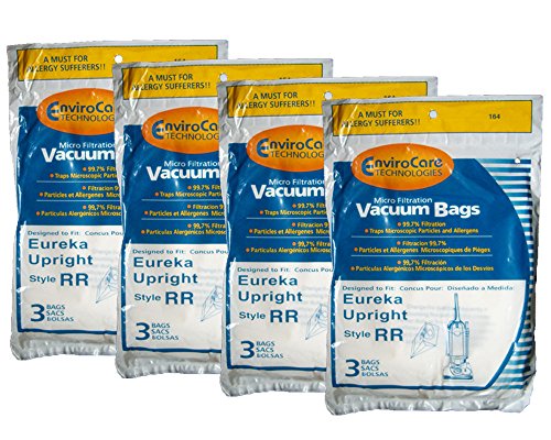 12 Eureka Type RR Upright Allergy Vacuum Bags, Omega Upright, Ultra, Boss Smart Vacuum Cleaners, 4800 Series...4870, 4874, 4875, 61115, 61115-12 (Filteraire), 4870GZ, 4870GZX, 4870J, 4870K, 4870M, 4870MZ