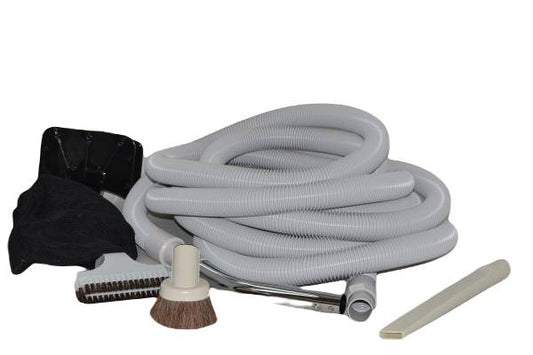 1 Fit All, Central Vac Vacuum Hose 06-4930-01 / Garage Kit, 30FT W / Tools, Greyhas Plastiflex, Plastiflex