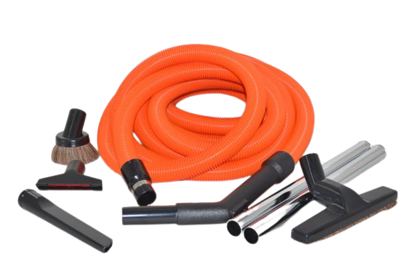 1 Fit All, Central Vac Vacuum Hose 06-4963-68 / Garage Kit Titan T3, 30' Orange, W / Deluxe Tools, Titan