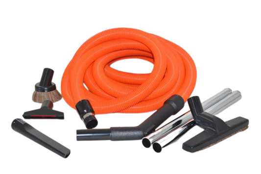 1 Fit All, Central Vac Vacuum Hose 06-4963-68 / Garage Kit Titan T3, 30' Orange, W / Deluxe Tools, Titan