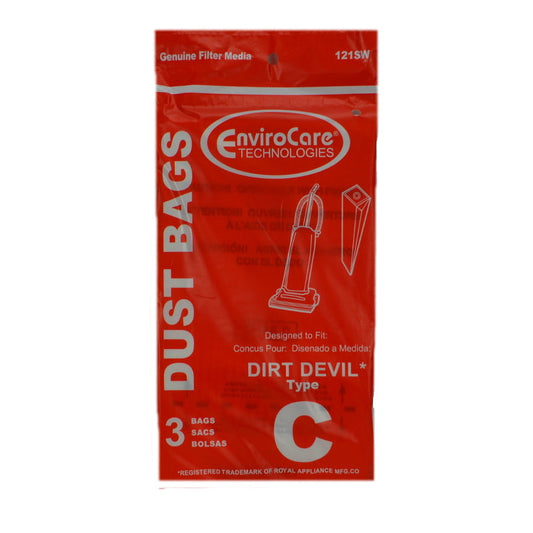 3 Dirt Devil Vacuum Part 121SW Upright / Paper Bags Royal, C, 3PK, Env, D7200, Repl, Royal