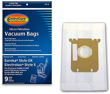 9 Electrolux / Eureka Vacuum Part 135-9 Canister / Paper Bags, 9PK, Oxygen, Harmony