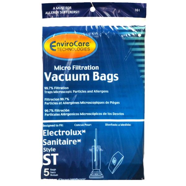 5 Eureka, Sanitaire Vacuum Part 161 Upright Micro Allergen Filtration / Paper Bags, St, Micro, 5PK, Env, Repl
