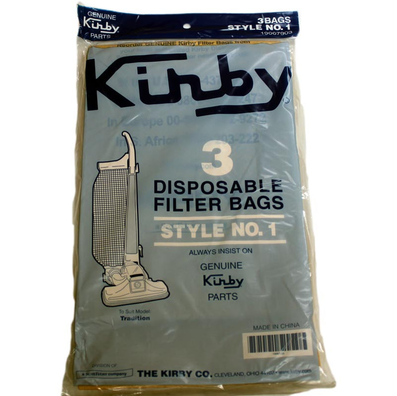 3 Kirby Vacuum Part 190679S Upright / Paper Bags, #1, 3PK, Tradition