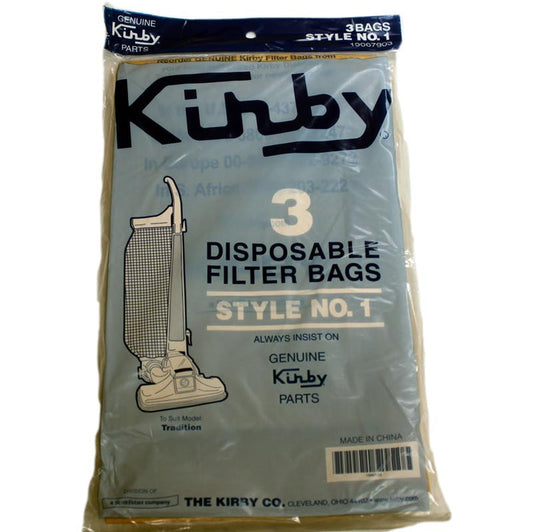 3 Kirby Vacuum Part 190679S Upright / Paper Bags, #1, 3PK, Tradition