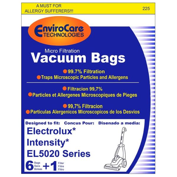 6 Electrolux / Eureka Vacuum Filters 225 / Paper Bags Eureka, 6PK, EL5020, Intensity 1 Motor Foam Included