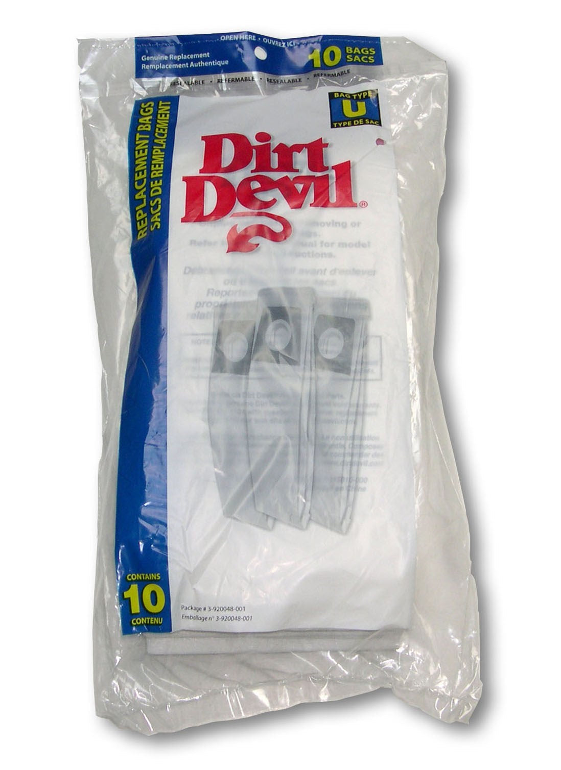 10 Dirt Devil Vacuum Part 3920048001 Upright / Paper Bags, U, 10PK