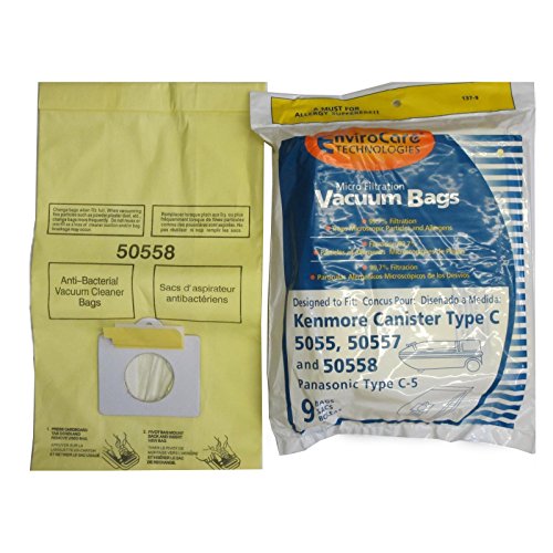Electric Vac 137-9, 20-50558 Vacuum Bags to fit Canister Type C. Fits 5055, 50557 and 50558 Type C-5 Models (9 Bags)