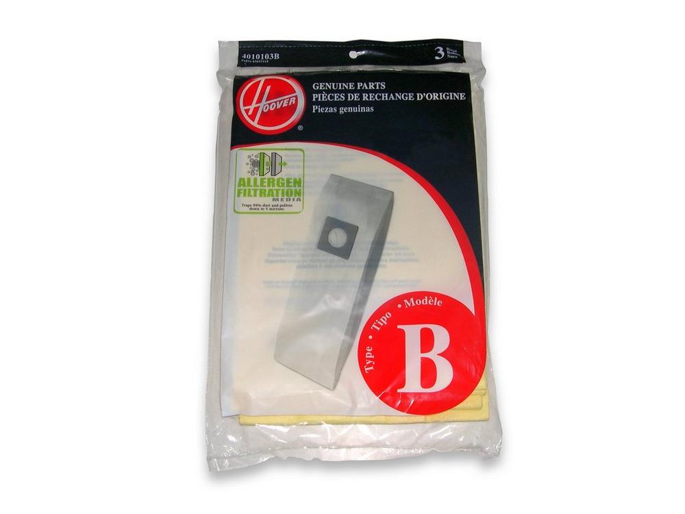 3 Hoover Vacuum Part 4010103B Upright / Paper Bags, B, 3PK, Allergen, LIGHTWEIGHTU4707