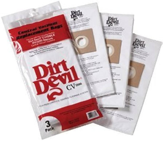 3 Dirt Devil Vacuum Part 9597 / Paper Bags Hp, CV-950 (RV2000), 3PK, Central Vac CV1500, CV2000, Central Vac