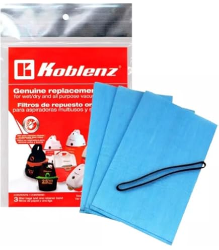 5 Koblenz Vacuum Filters 45-0389-2 / PV3000 Wet / Dry Vac (5PK)3 Bags, 2 Foam, 2 Retainer Bands