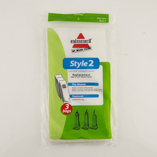 3 Bissell Vacuum Cleaner Bags 32013 Upright / Paper, Style 2, 3PK, Same As A Hoover A, Hoover No Longer Available