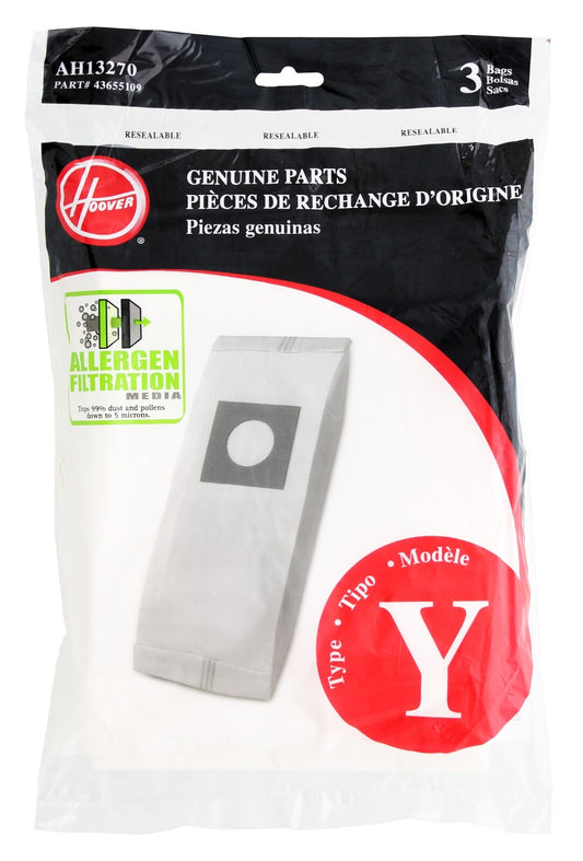 3 Hoover Vacuum Part AH13270 Upright / Paper Bags, Y, 3PK, Allergen, Windtunnel