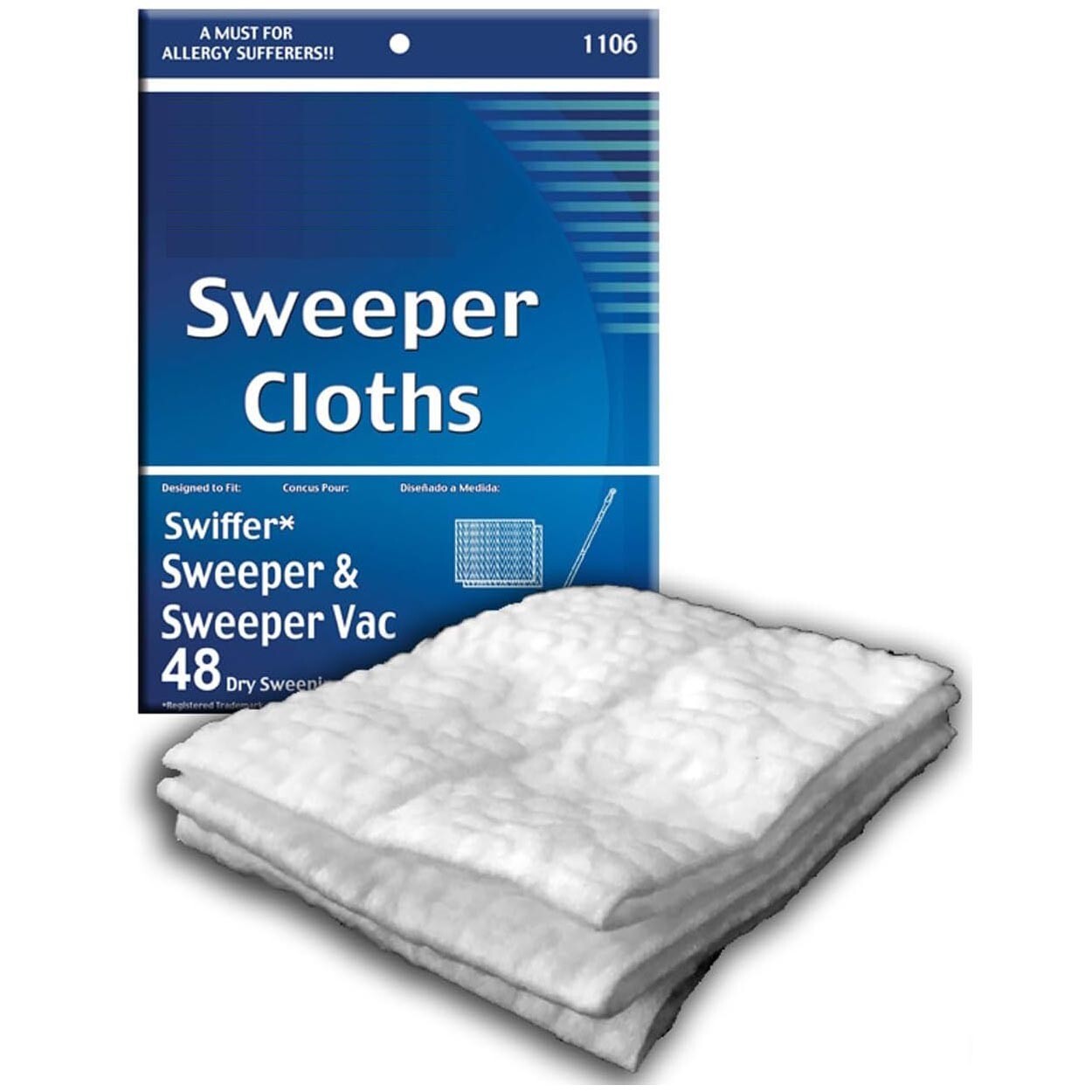 48 Fit All, Residential Vacuum Part 1106 / Sweeper Cloths Swiffer Sweep Vac, 48PK