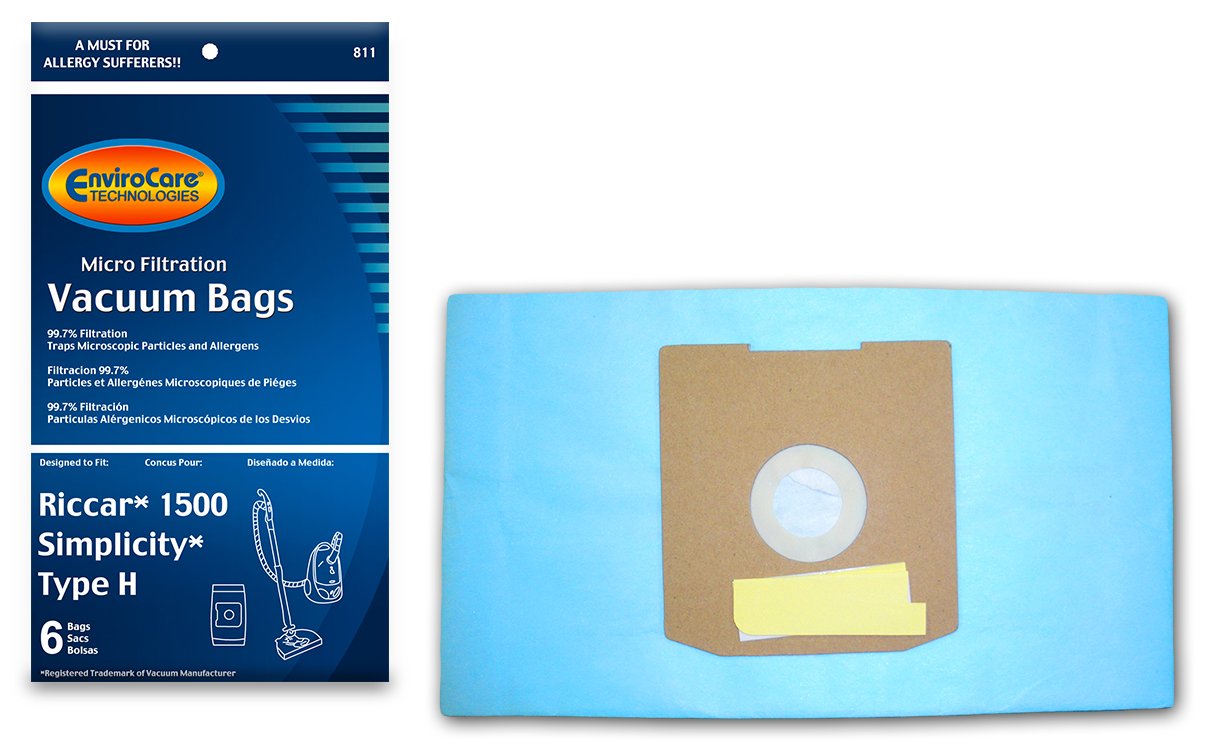 6 Simplicity / Riccar Vacuum Part 811 / Paper Bags Riccar, H, 6PK, Alt Item For Cloth by EnviroCare