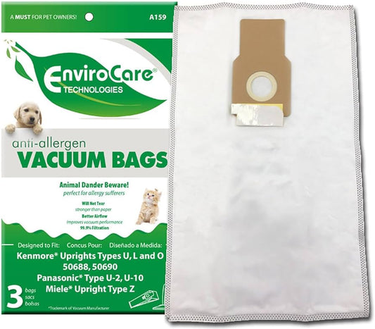 3 Kenmore Vacuum Cleaner Bags A159 / Paper, 5068, 3PK, Allergen, ''O'' by EnviroCare