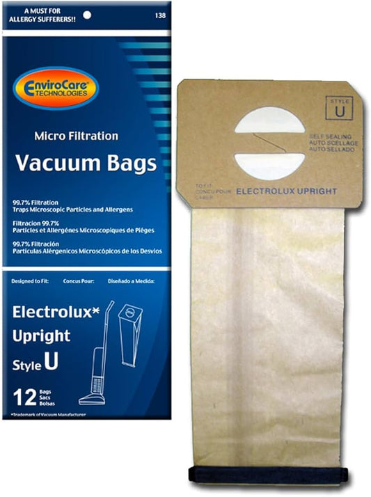 12 Electrolux / Aerus Vacuum Part Add to Favorites Upright Micro Allergen Filtration / Paper Bags, U, 12PK, Micro, Repl by EnviroCare