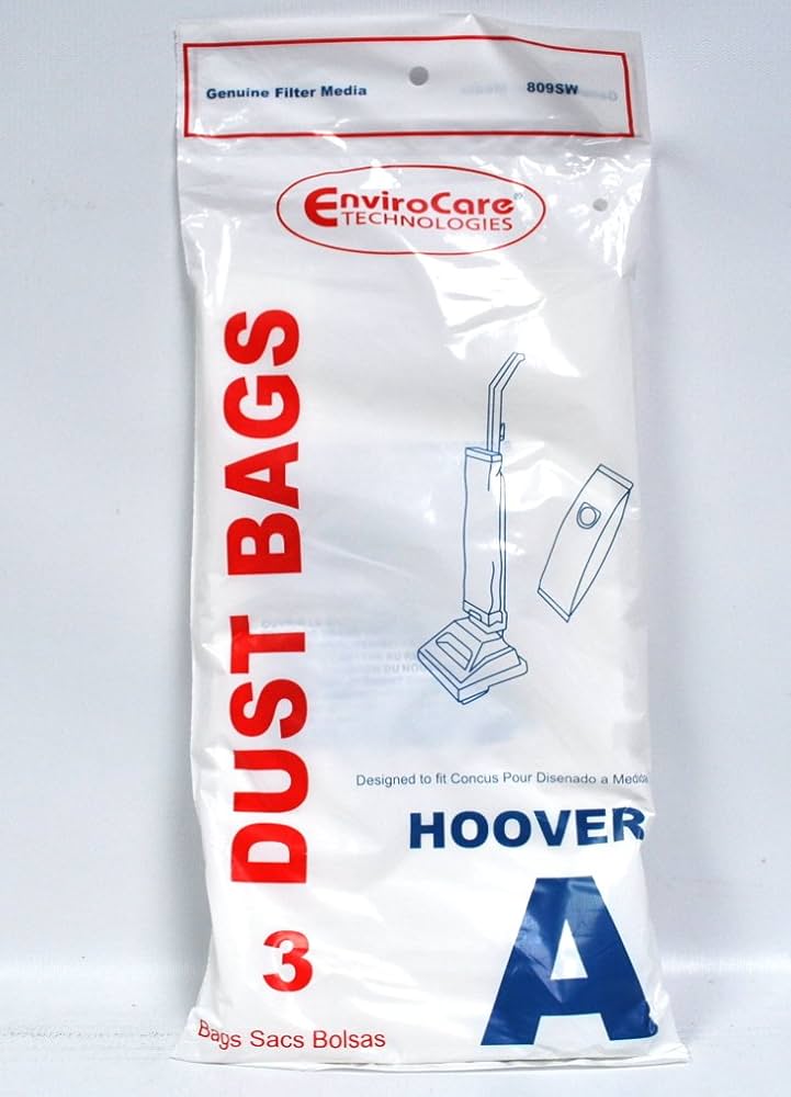 3 Hoover Vacuum Part 809SW / Paper Bags, A, 3PK, Uprigh, Replacement by EnviroCare