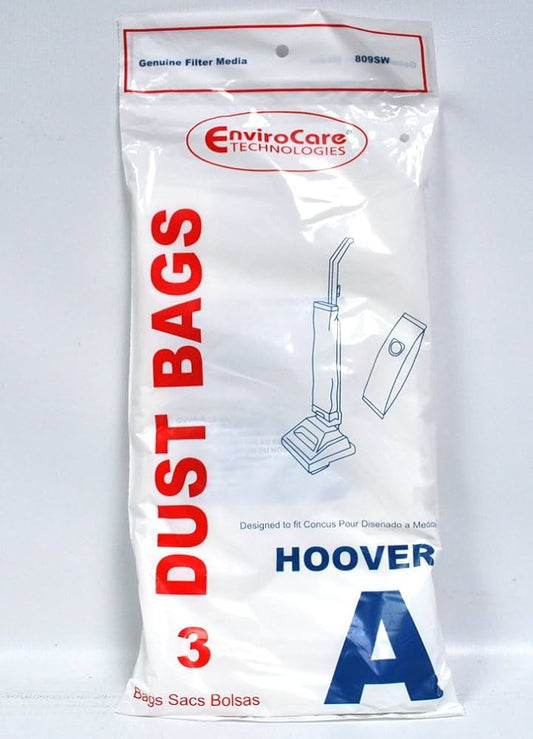 3 Hoover Vacuum Part 809SW / Paper Bags, A, 3PK, Uprigh, Replacement by EnviroCare