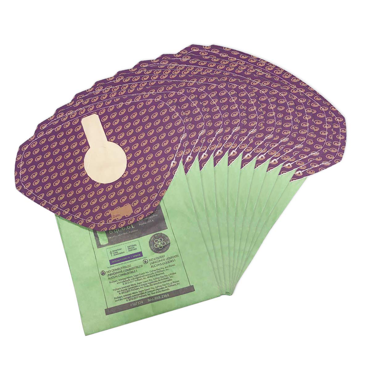 10 Proteam Vacuum Part 107374 / Paper Bags, 10PK, Gofit 6, Provac 6