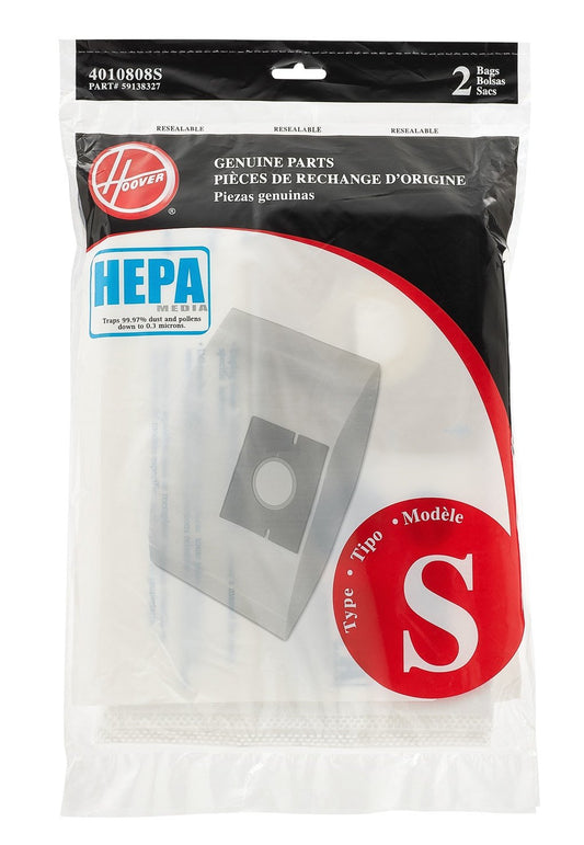 2 Hoover Vacuum Part 4010808S HEPA Filtration / Paper Bags, S, 2PK, Canisterfits New Stlye Constellation