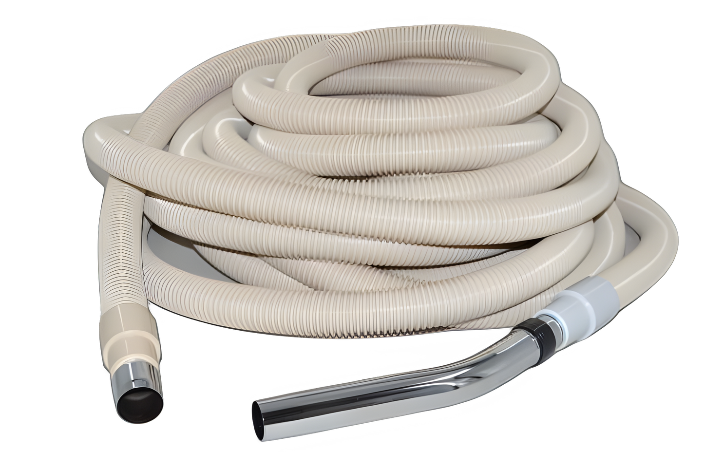 1 Fit All, Central Vac Vacuum Hose 06-1101-93 / Assembly Central Vac, 50FT, Metal End, C.P., White, Central Vac