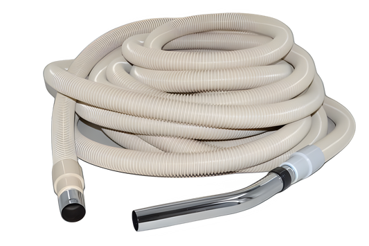1 Fit All, Central Vac Vacuum Hose 06-1101-93 / Assembly Central Vac, 50FT, Metal End, C.P., White, Central Vac