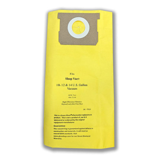 2 Green Klean Vacuum Part GK-77025 / Paper Bags Shop Vac, 2PK, High Efficiency, Drywall 10-14 Gallon, Shop Vac