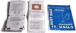 12 Panasonic Vacuum Part 816-12SW Upright / Paper Bags, U, U-3, 12PK, Env, Repl