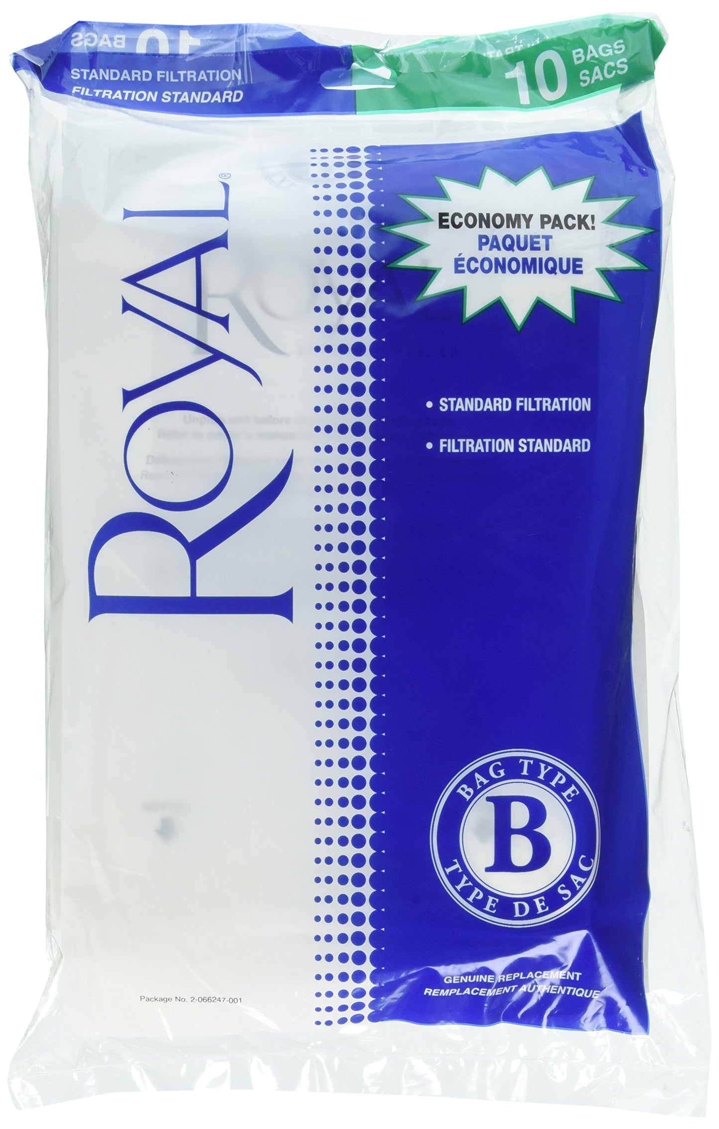 10 Royal Vacuum Part 2066247001 Upright / Paper Bags, 10PK, Type B