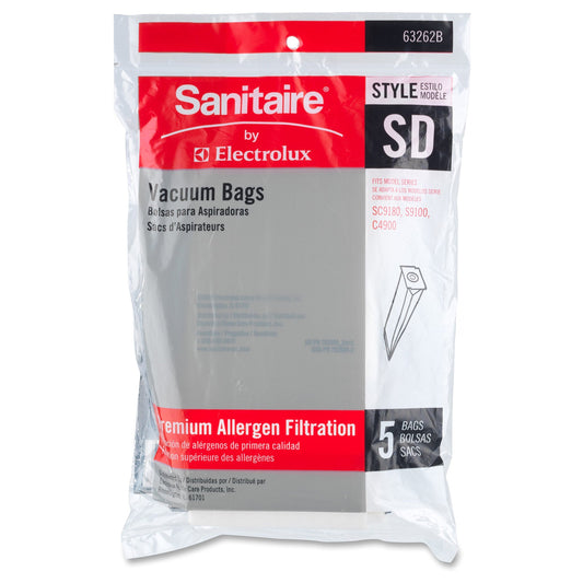 5 Eureka, Sanitaire Vacuum Part 63262B10 Upright / Paper Bags Sanitaire, Sd, 5PK, Arm, Hammer, SC9150, SC9180