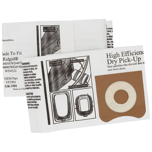 2 Green Klean Vacuum Part GK-3501 / Paper Bags Rigid Hi Efficiency, 2PK, WD4050, 40704550 4522