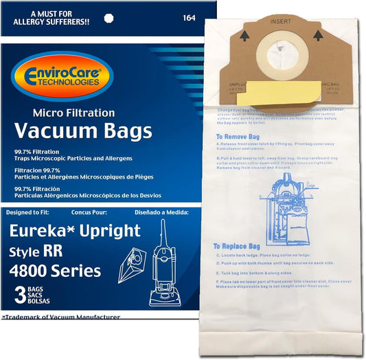 3 Eureka, Sanitaire Vacuum Part 164 Upright Micro Allergen Filtration / Paper Bags, Rr, 3PK, Micro, Repl by EnviroCare