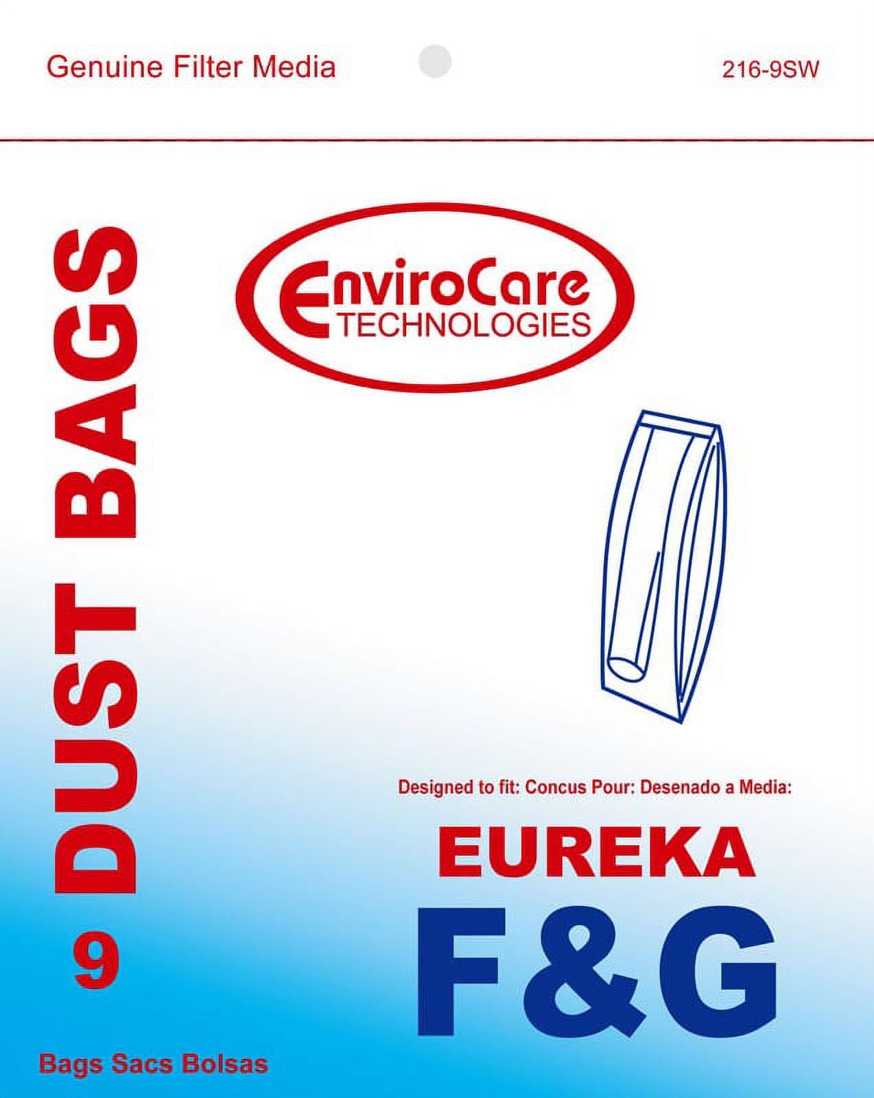 9 Eureka, Sanitaire Vacuum Part 216-9SW Upright / Paper Bags, F, G, 9pk, 2 Ply, Repl by EnviroCare