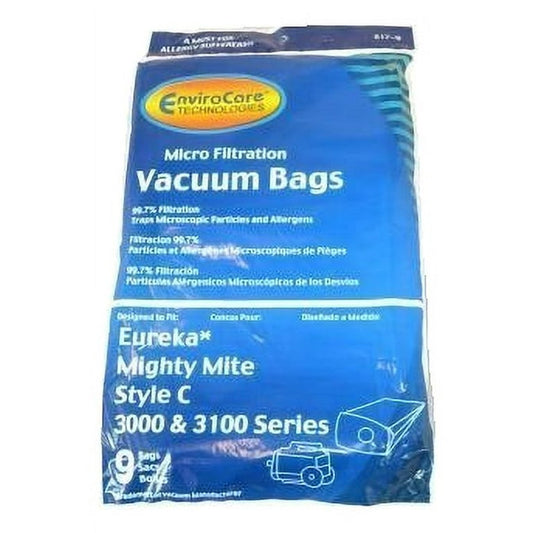 9 Eureka, Sanitaire Vacuum Part 817-9 Canister Micro Allergen Filtration / Paper Bags, C, 9PK, Micro