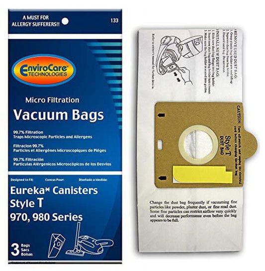 3 Eureka, Sanitaire Vacuum Part 133 Canister Micro Allergen Filtration / Paper Bags, T, 3PK, Micro