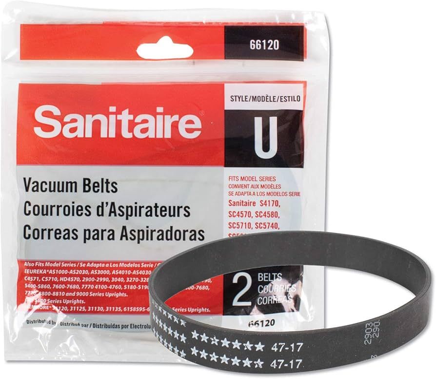 2 Eureka, Sanitaire Vacuum Belts 66120 / Sanitaire Style U, 2PK, Flat