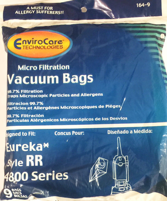 9 Eureka, Sanitaire Vacuum Part 164-9 Upright Micro Allergen Filtration / Paper Bags, Rr, 9PK, Micro, Repl by EnviroCare
