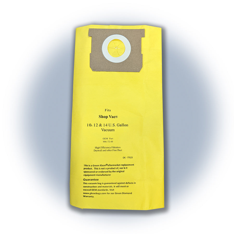 2 Shop Vac Vacuum Part GK-77025 / Paper Bags, 2PK, High Efficiency, Drywall 10-14 Gallon