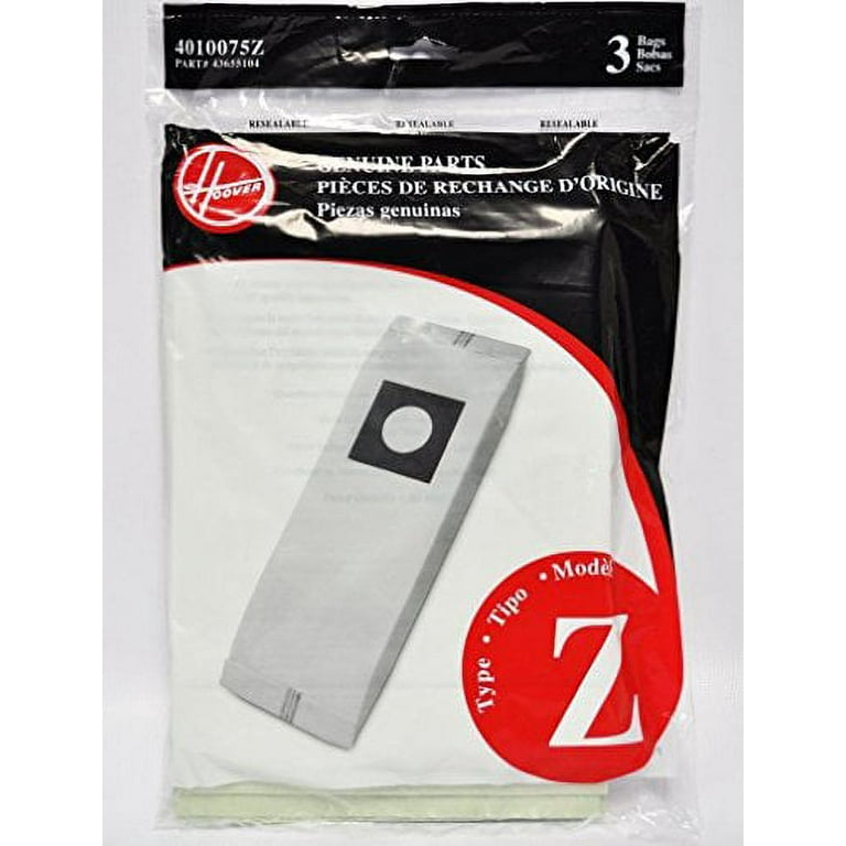 3 Hoover Vacuum Part 4010075Z Upright / Paper Bags, Z, 3PK